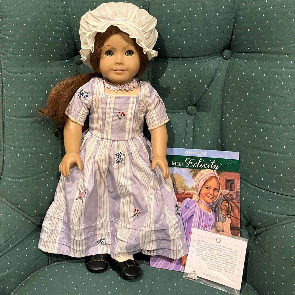 2008 American Girl Felicity Doll Wearing Meet Dress